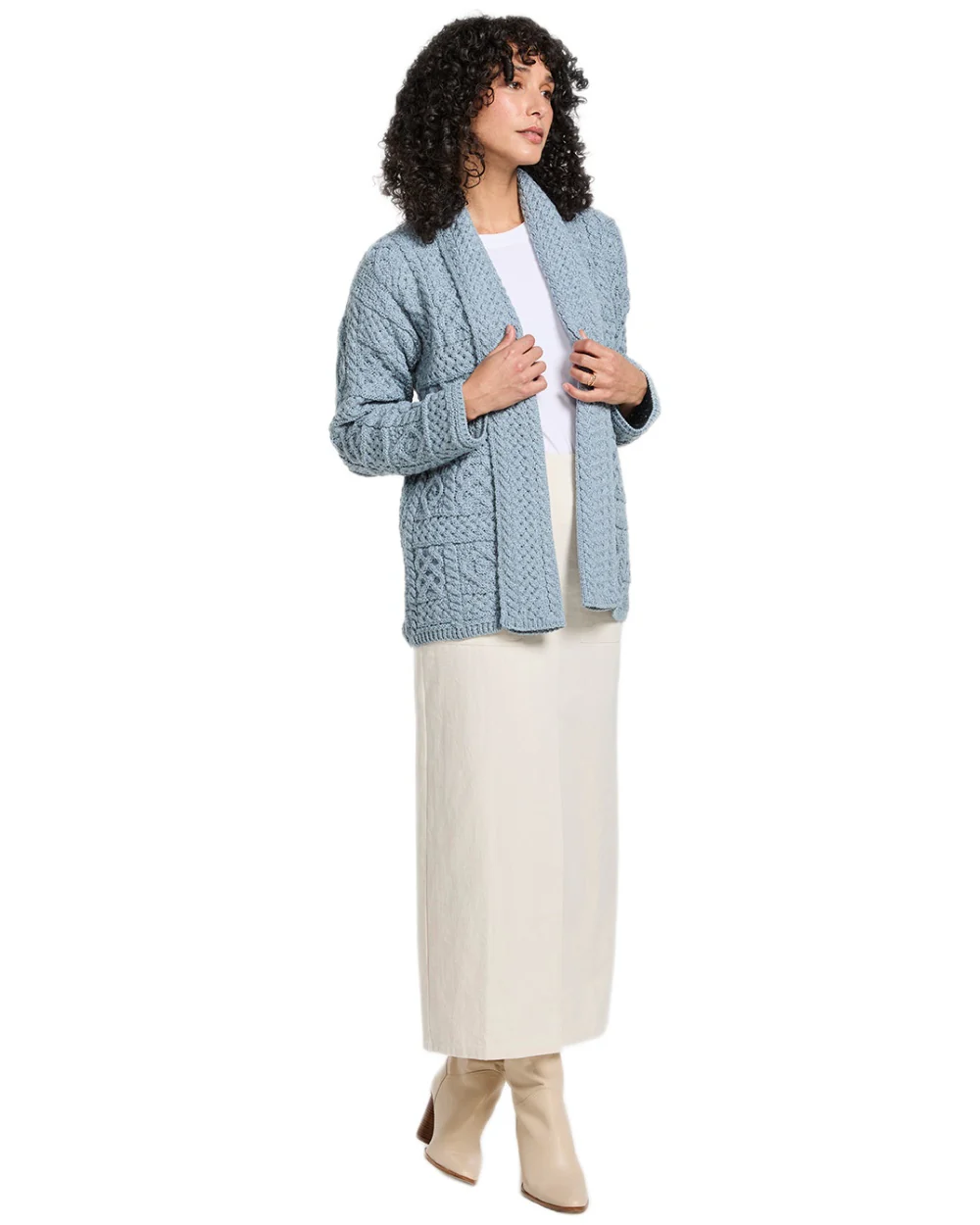 Aran Womens Liffey Merino Shawl Cardigan - Image 2