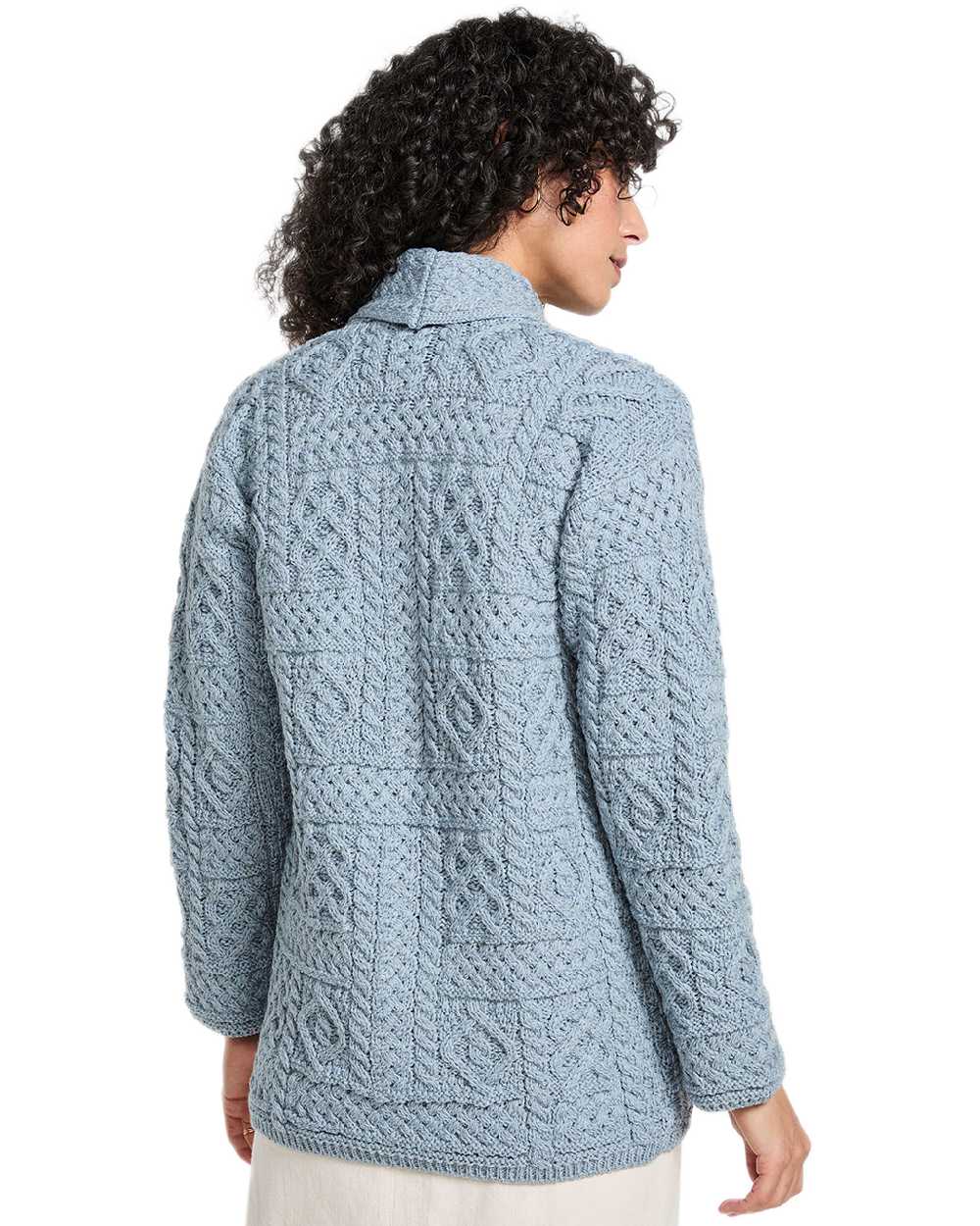 Aran Womens Liffey Merino Shawl Cardigan - Image 3