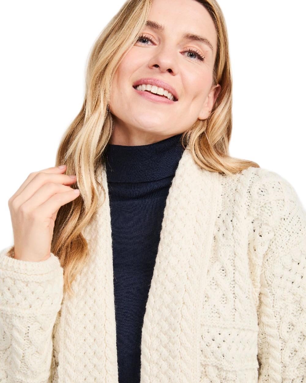 Aran Womens Liffey Merino Shawl Cardigan - Image 9