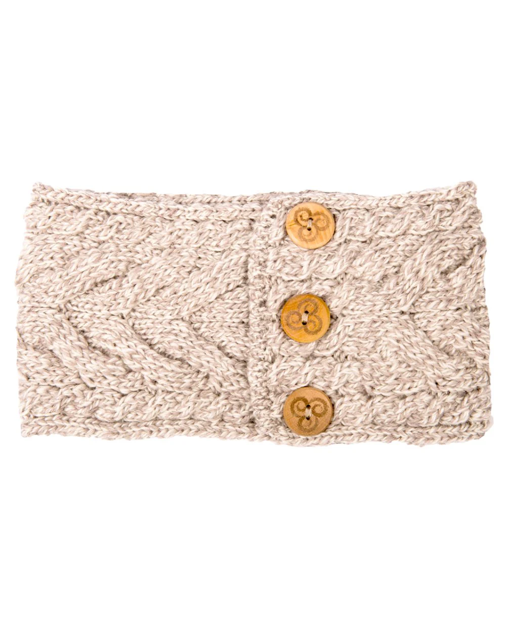Aran Womens Multi Cable Headband With Buttons - Image 4