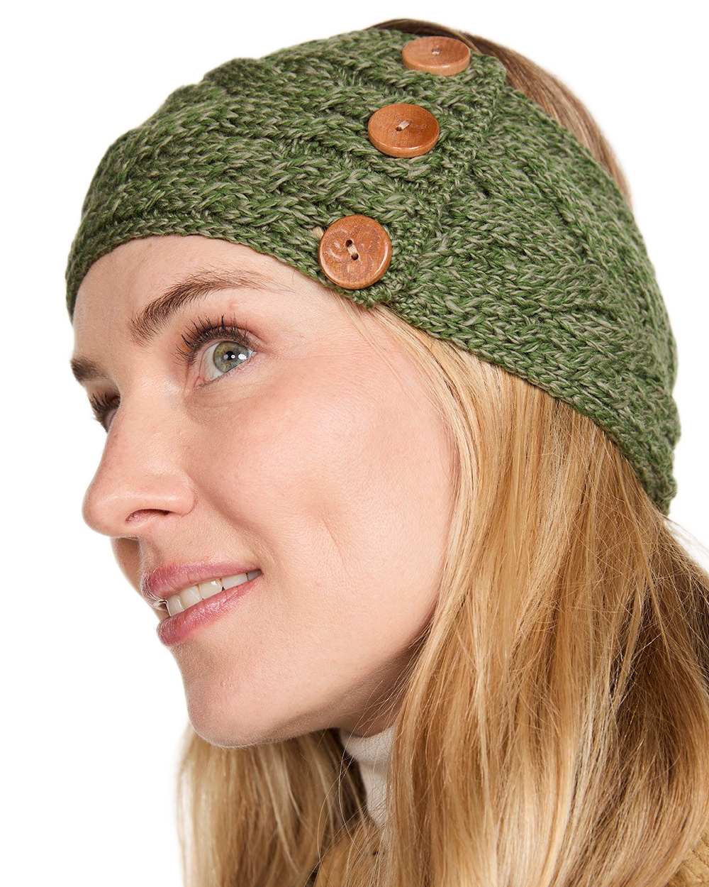 Aran Womens Multi Cable Headband With Buttons - Image 8