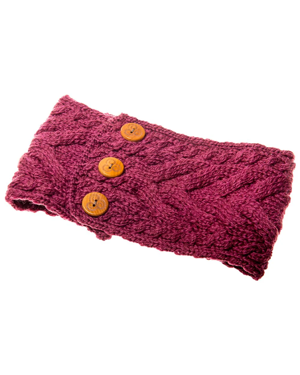 Aran Womens Multi Cable Headband With Buttons - Image 9