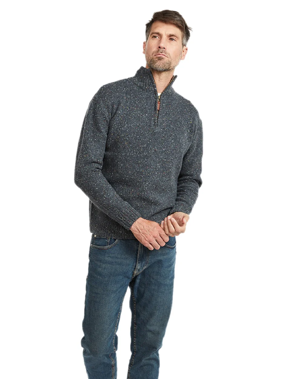 Aran Wool Zip Neck Sweater - Image 10
