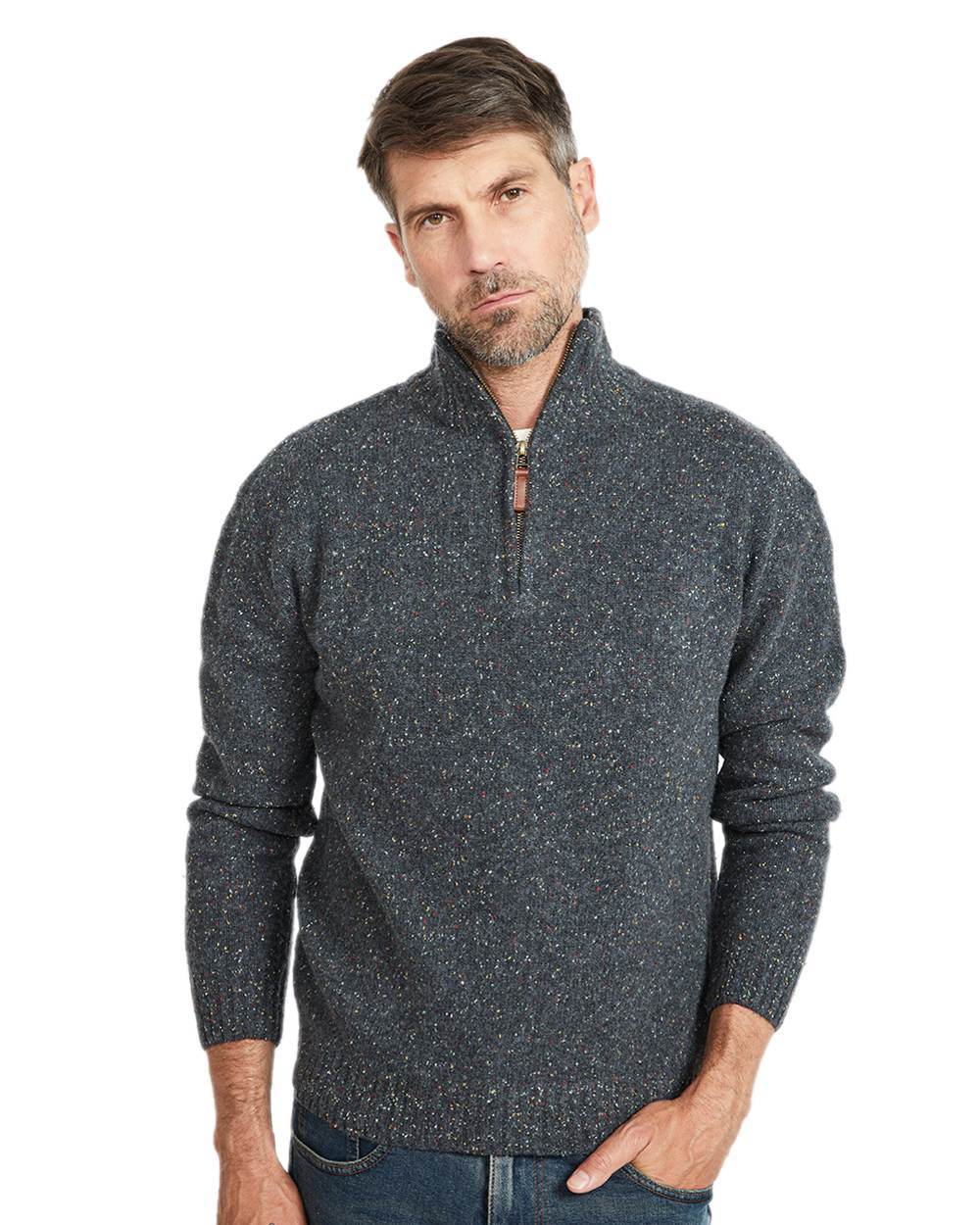 Aran Wool Zip Neck Sweater - Image 11
