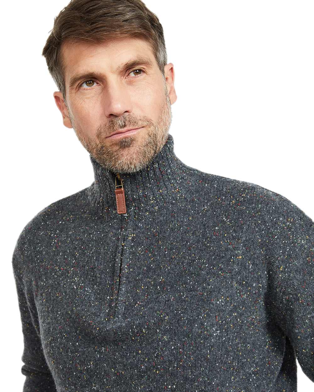 Aran Wool Zip Neck Sweater - Image 12