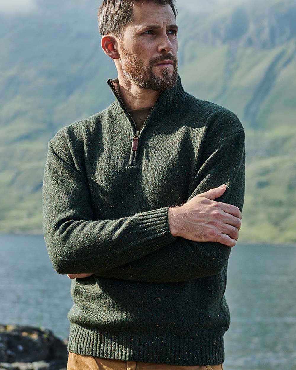 Aran Wool Zip Neck Sweater - Image 21