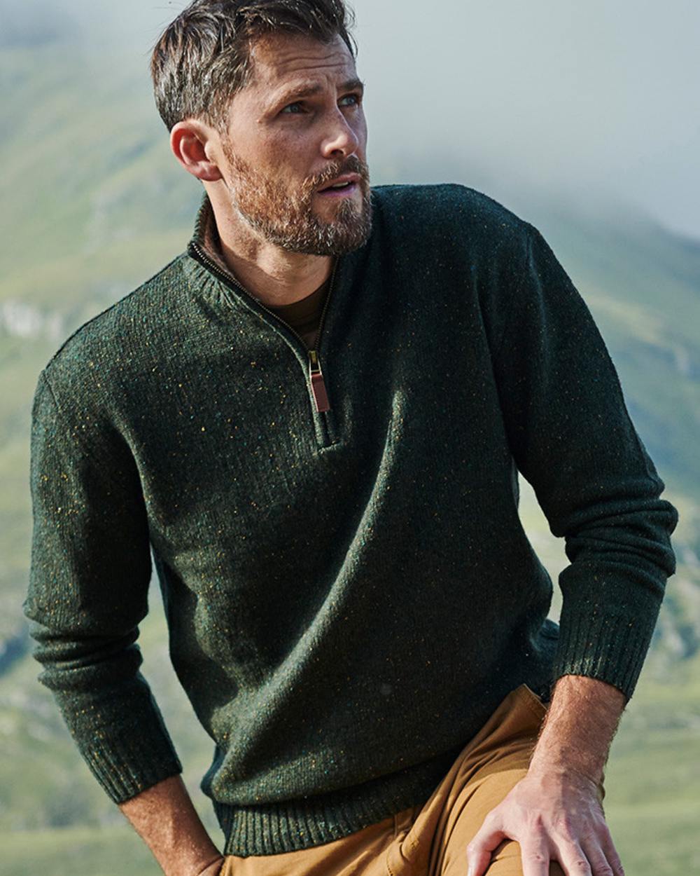 Aran Wool Zip Neck Sweater - Image 23