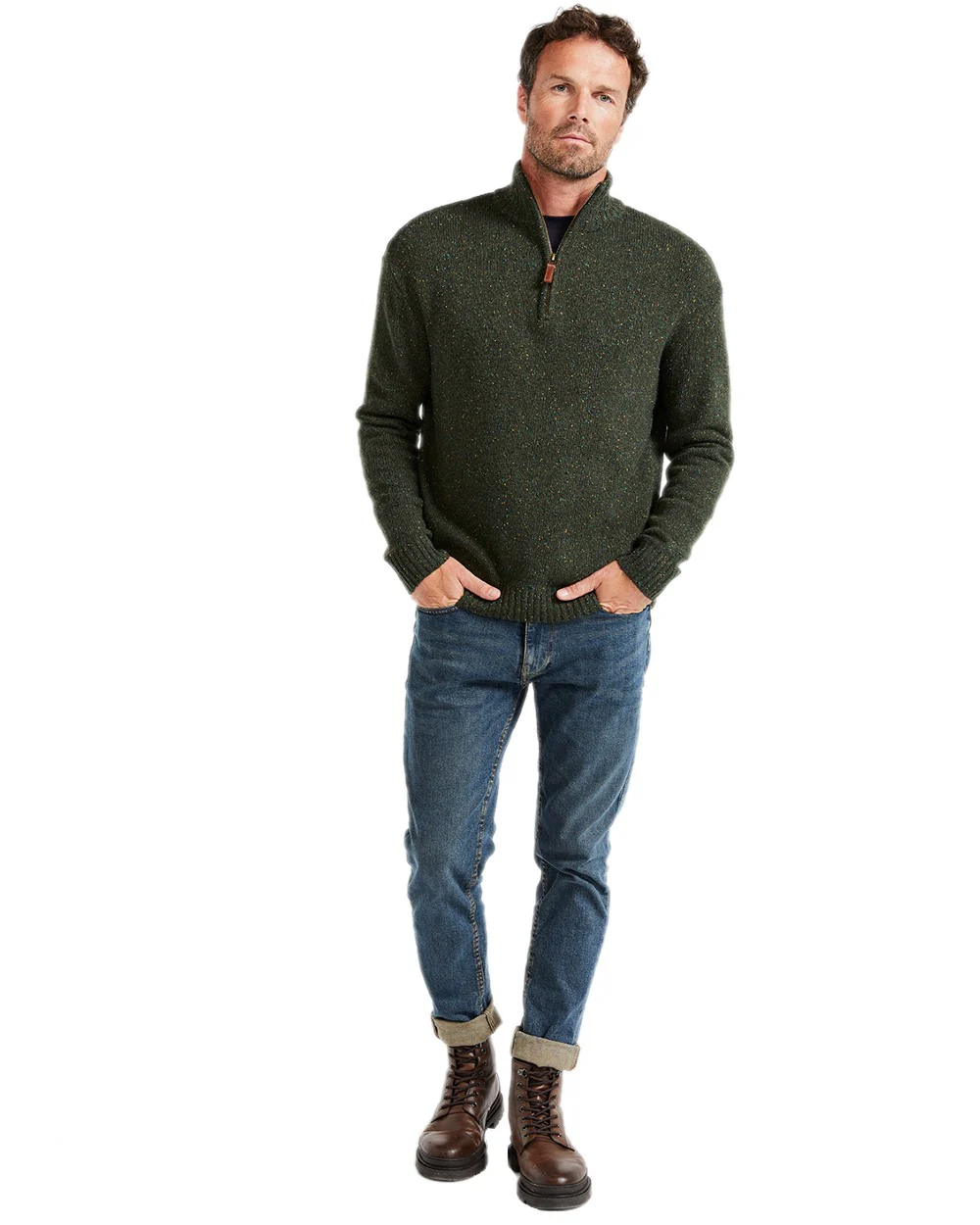 Aran Wool Zip Neck Sweater - Image 25