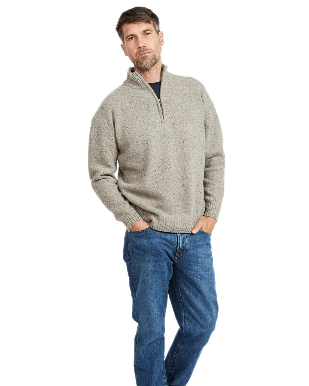 Aran Wool Zip Neck Sweater - Image 3
