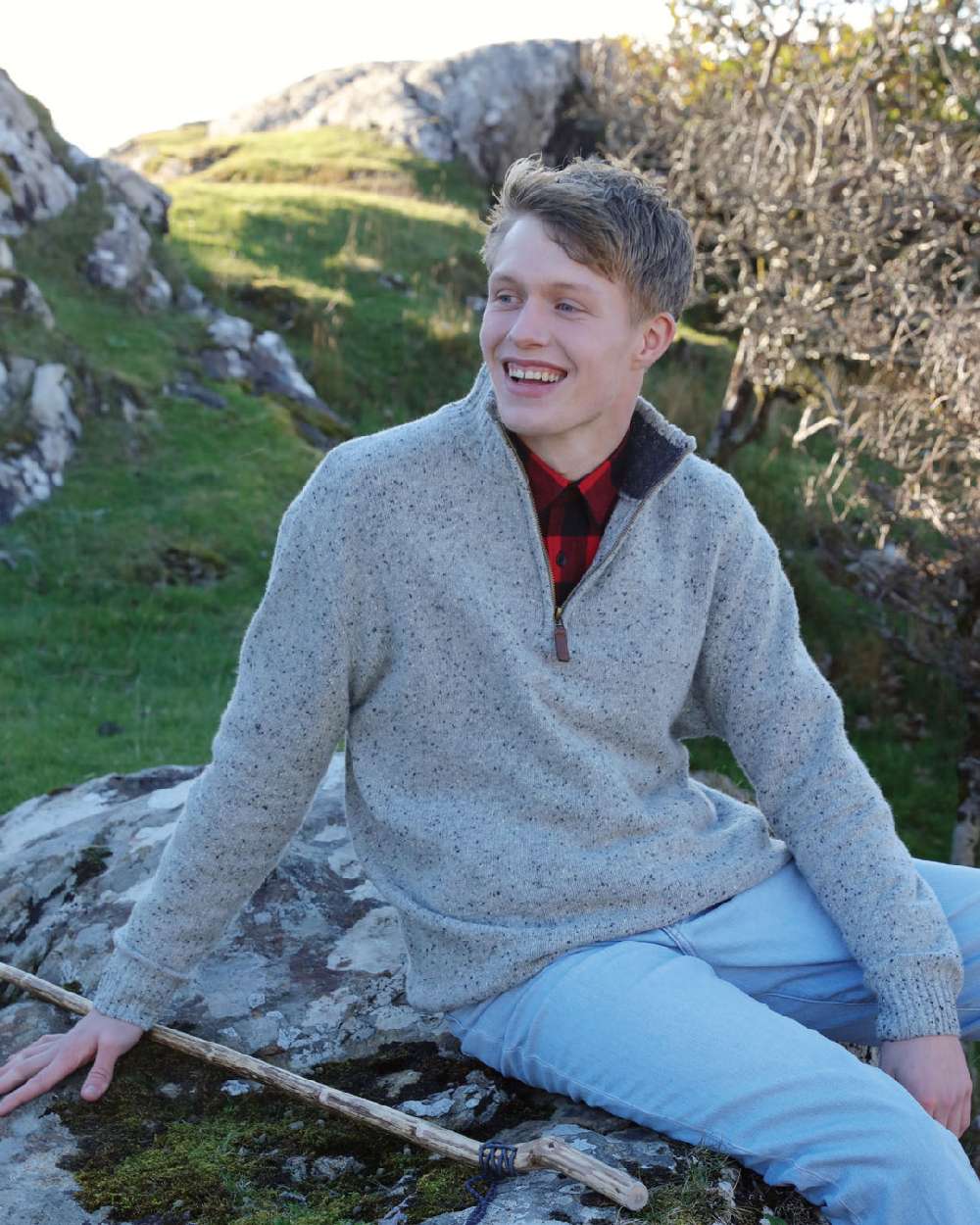 Aran Wool Zip Neck Sweater - Image 31