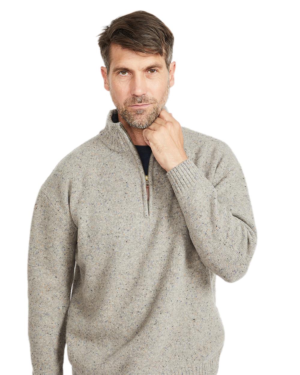 Aran Wool Zip Neck Sweater - Image 4