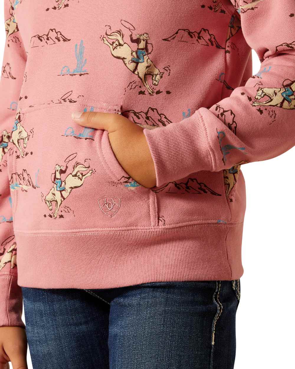 Ariat Childrens Bronc Scene Quarter Zip Sweatshirt - Image 2