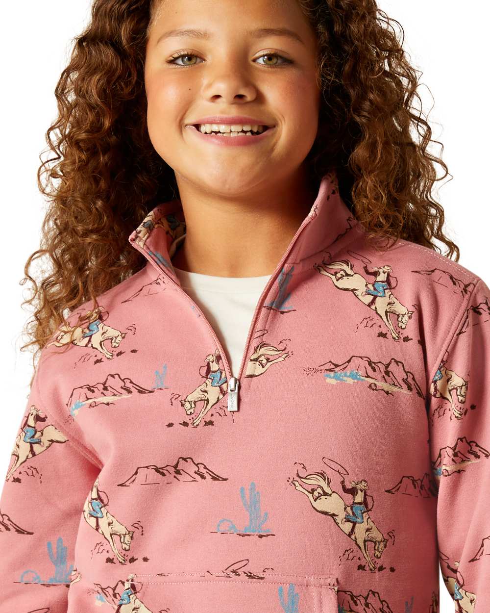 Ariat Childrens Bronc Scene Quarter Zip Sweatshirt - Image 3