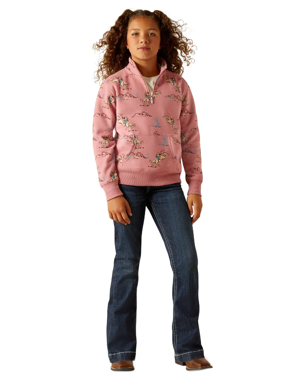 Ariat Childrens Bronc Scene Quarter Zip Sweatshirt - Image 4