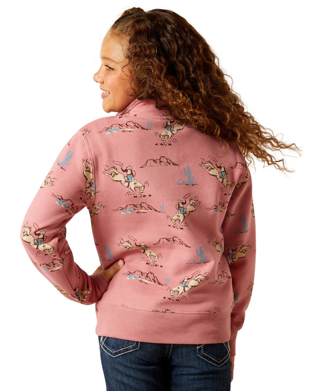 Ariat Childrens Bronc Scene Quarter Zip Sweatshirt - Image 5
