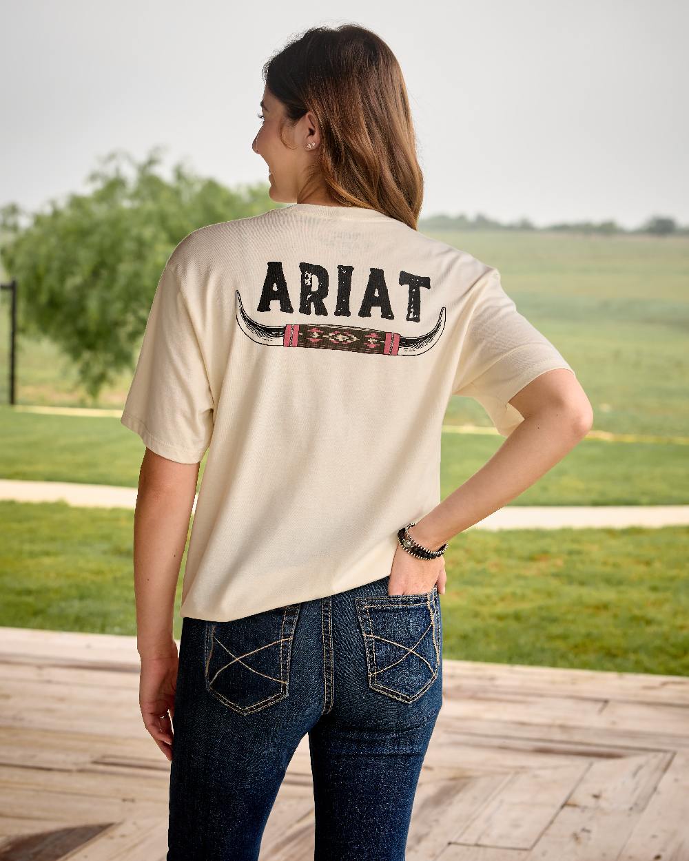 Ariat Womens Ariat Bull Horns T-Shirt - Image 3
