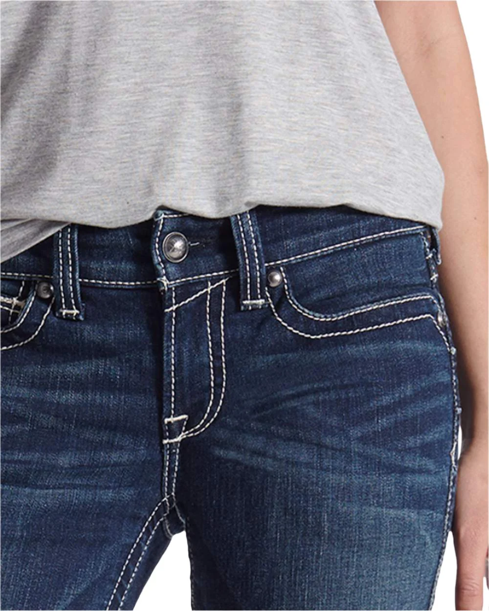Ariat Womens Real Mid Rise Icon Stackable Straight Leg Jeans - Image 6