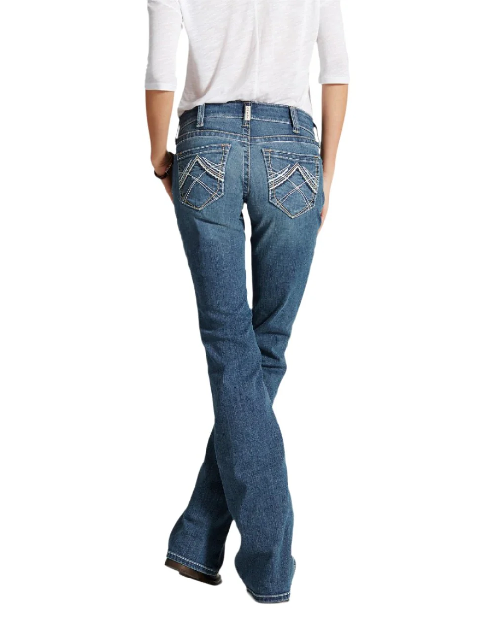 Ariat Womens Real Mid Rise Stretch Whipstitch Boot Cut Jeans - Image 4