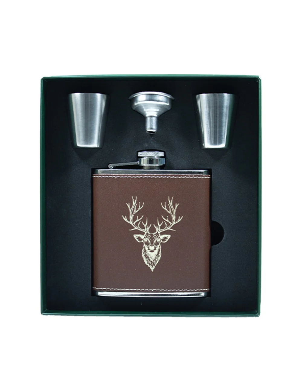Bisley 6oz Brown Genuine Leather Flask Sets - Image 2