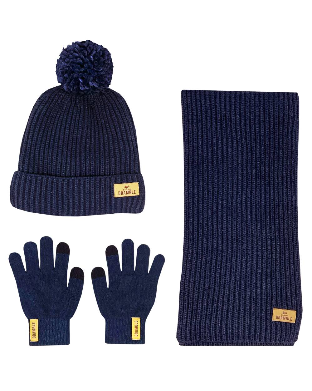 Bramble Womens Three Piece Ribbed Hat Gloves Scarf Set - Image 4