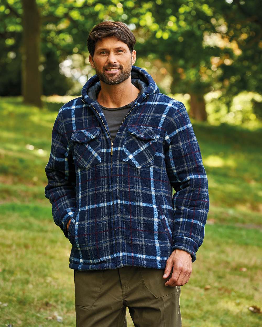 Champion Dumfries Mens Hooded Lumberjack Fleece Jacket - Image 2