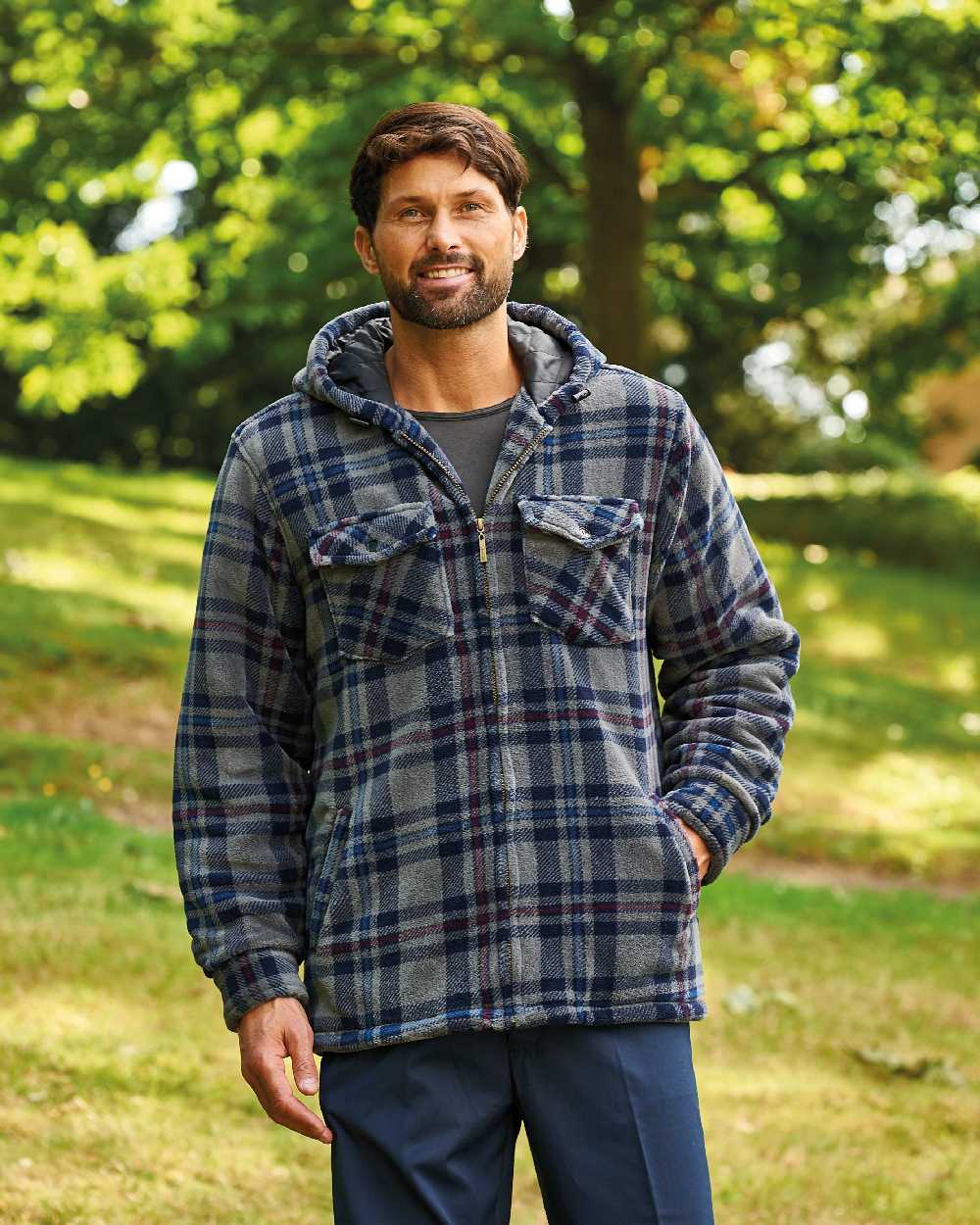 Champion Dumfries Mens Hooded Lumberjack Fleece Jacket - Image 4