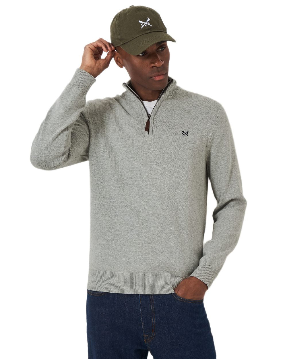 Crew Clothing Mens Classic Half Zip Knit Jumper - Image 12