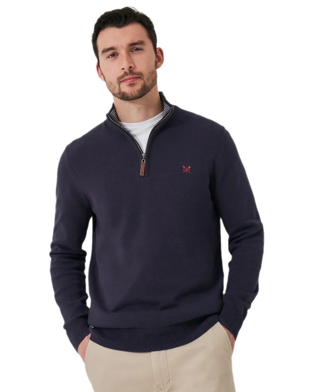 Crew Clothing Mens Classic Half Zip Knit Jumper - Image 2