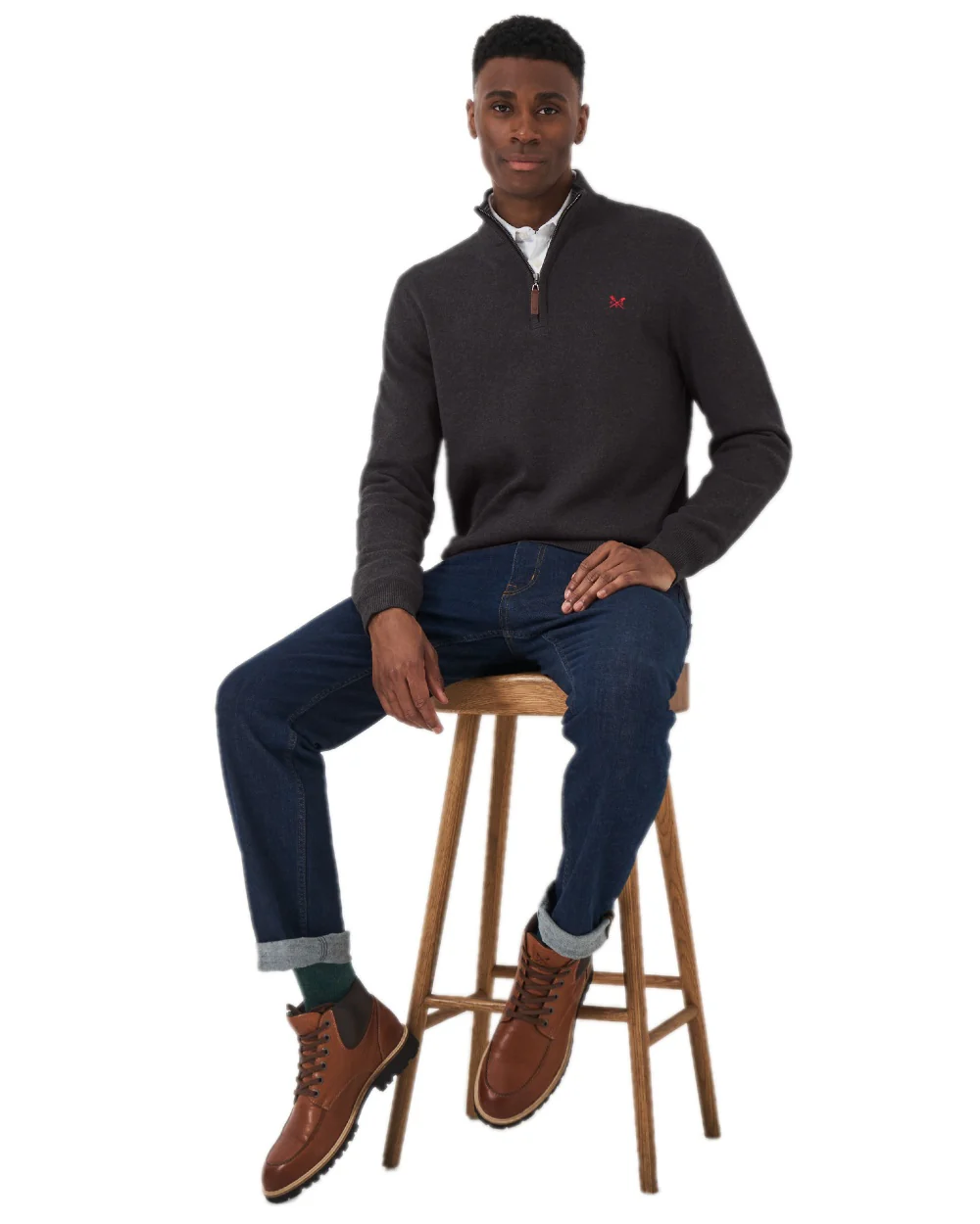 Crew Clothing Mens Classic Half Zip Knit Jumper - Image 5