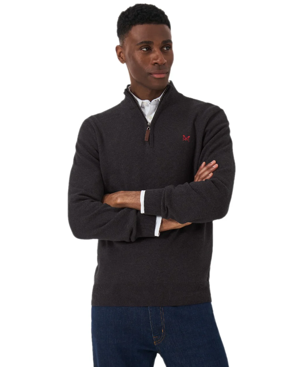 Crew Clothing Mens Classic Half Zip Knit Jumper - Image 6