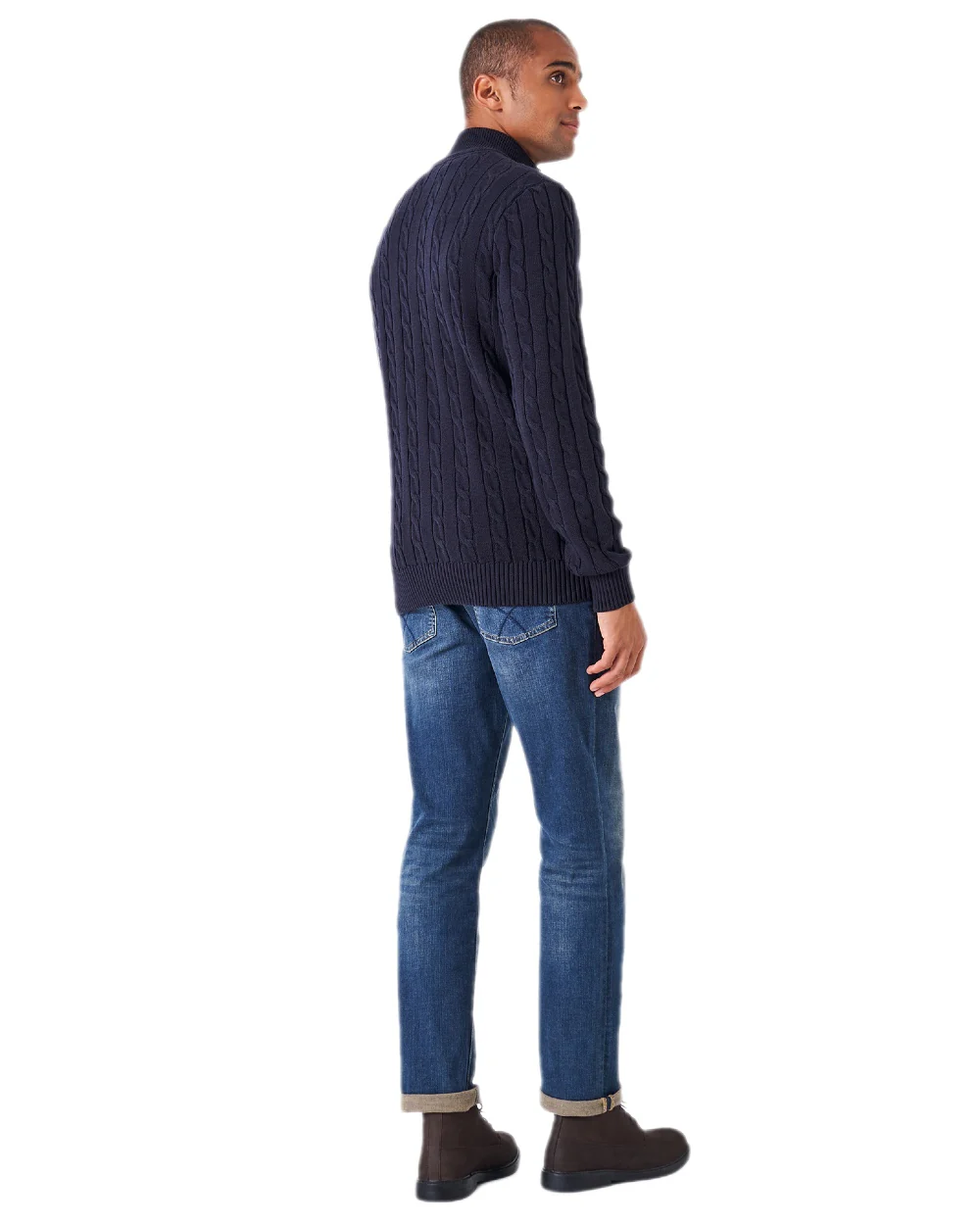 Crew Clothing Mens Oarsman Cable Knit Half Zip Jumper - Image 5