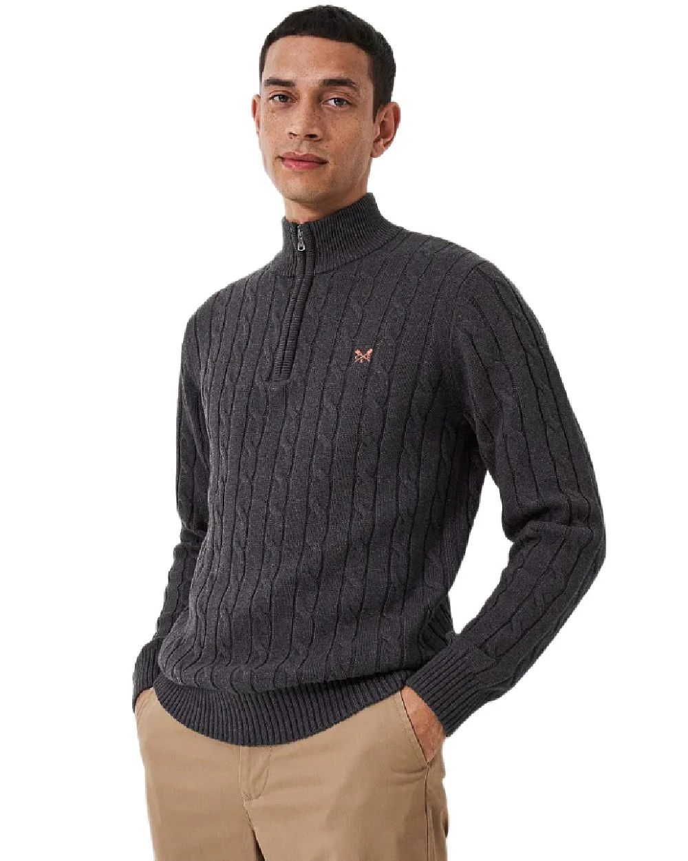 Crew Clothing Mens Oarsman Cable Knit Half Zip Jumper - Image 7