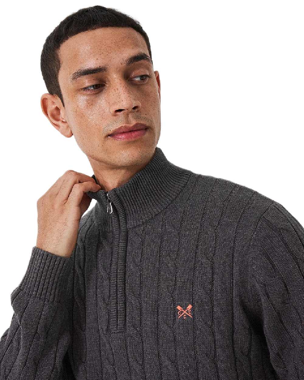 Crew Clothing Mens Oarsman Cable Knit Half Zip Jumper - Image 8