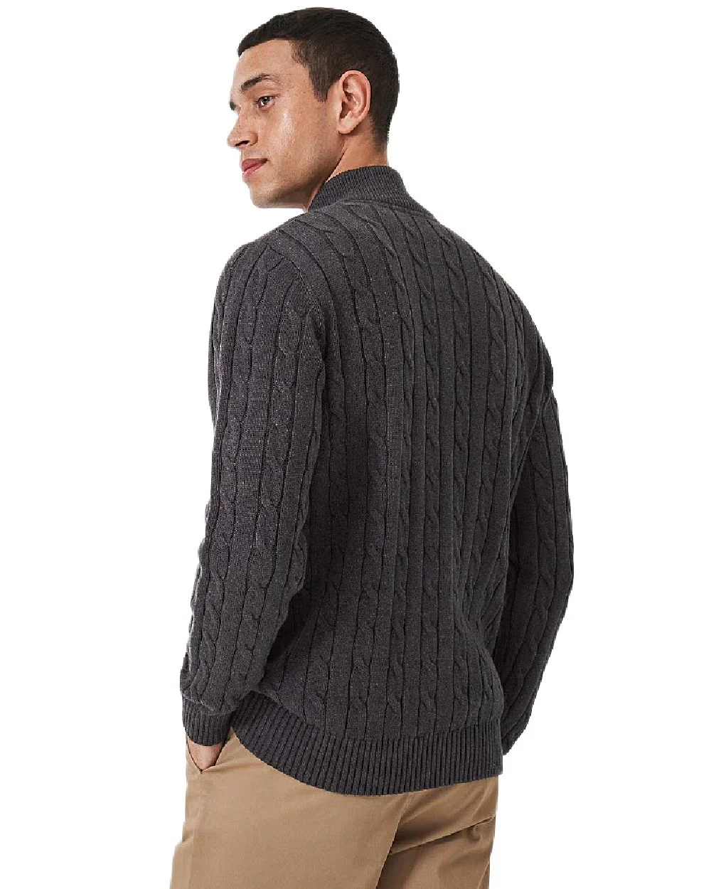 Crew Clothing Mens Oarsman Cable Knit Half Zip Jumper - Image 9
