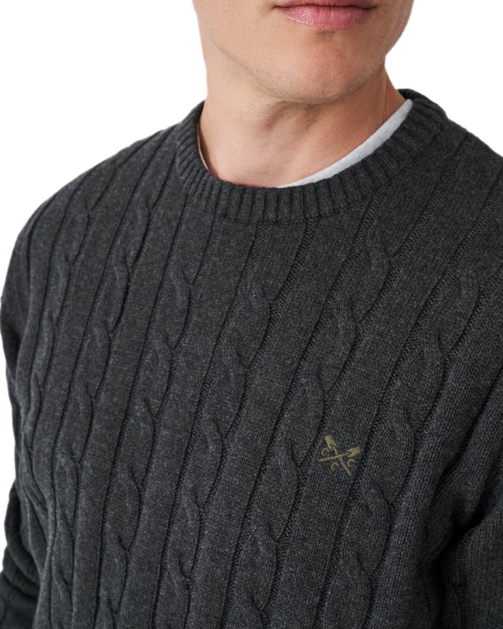 Crew Clothing Mens Oarsman Cable Knit Organic Cotton Crew Neck Jumper - Image 3