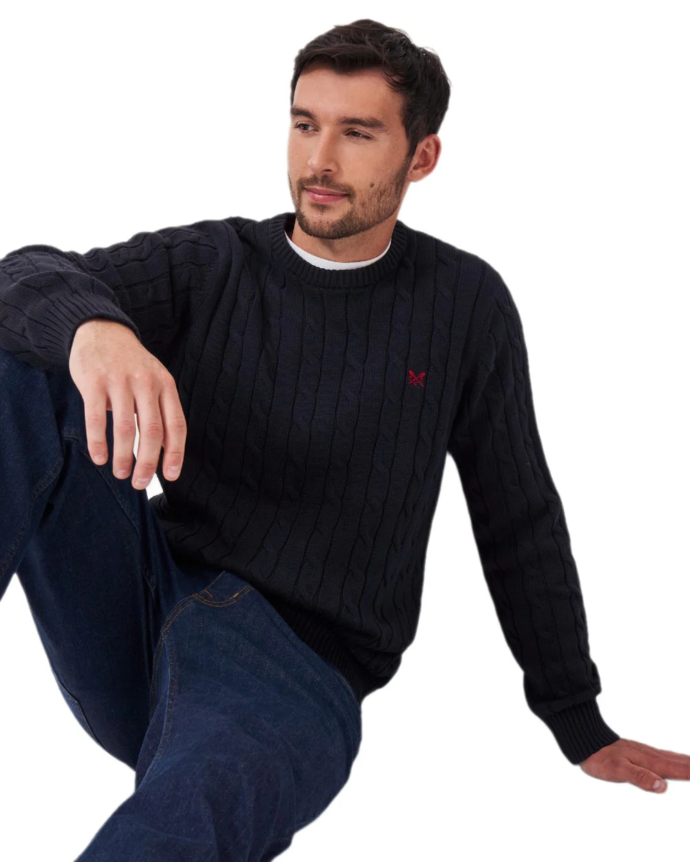 Crew Clothing Mens Oarsman Cable Knit Organic Cotton Crew Neck Jumper - Image 7