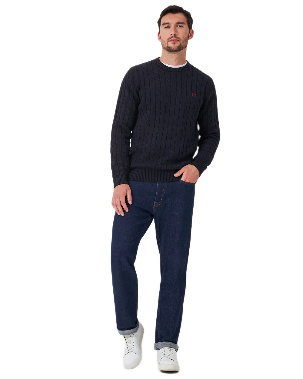 Crew Clothing Mens Oarsman Cable Knit Organic Cotton Crew Neck Jumper - Image 9