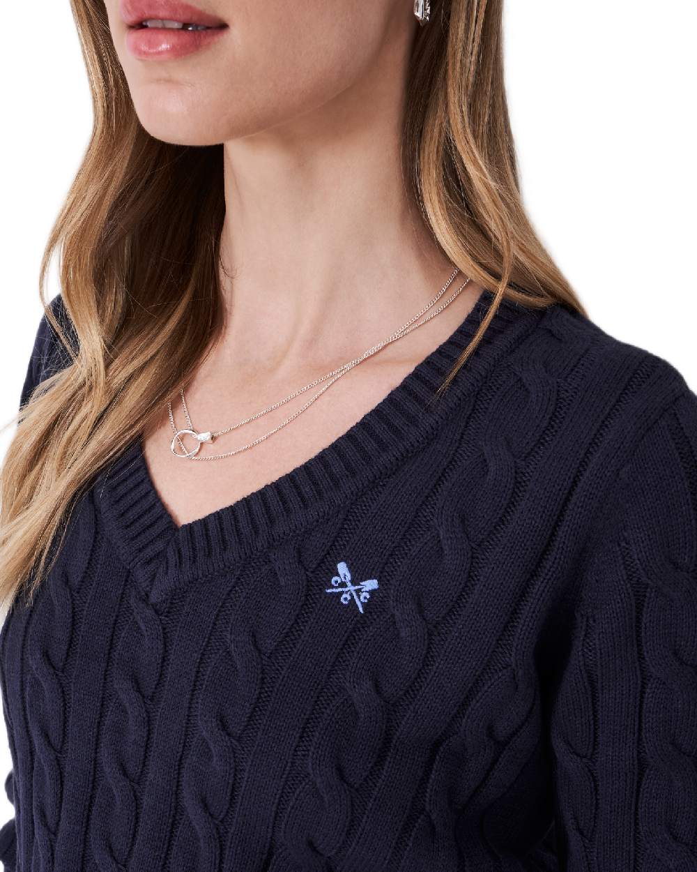 Crew Clothing Womens V Neck Chunky Heritage Cable Knit Jumper - Image 4