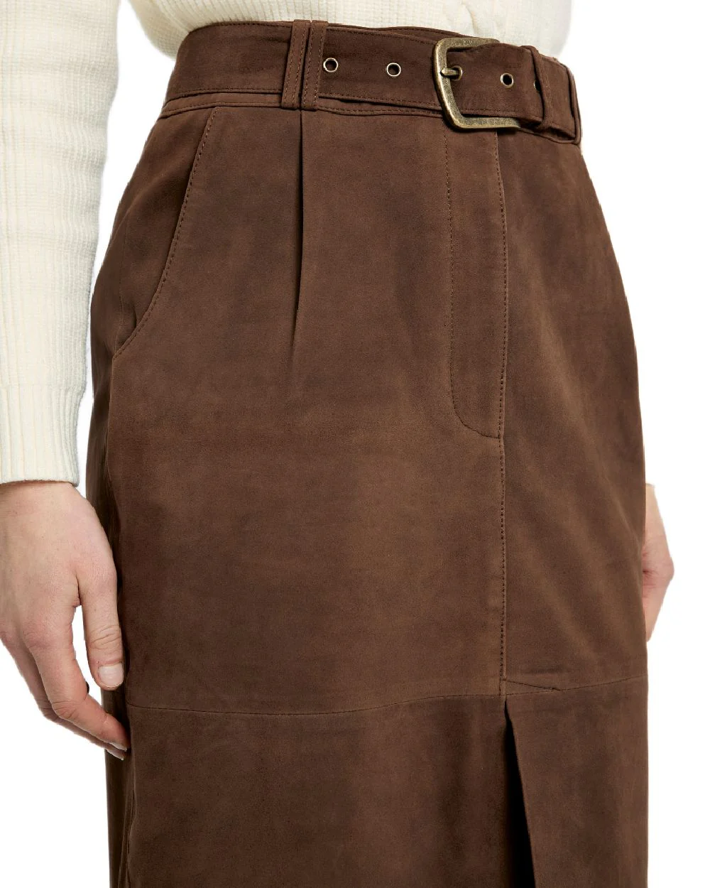 Dubarry Womens Sullivan Knee Length Belted Suede Skirt - Image 3