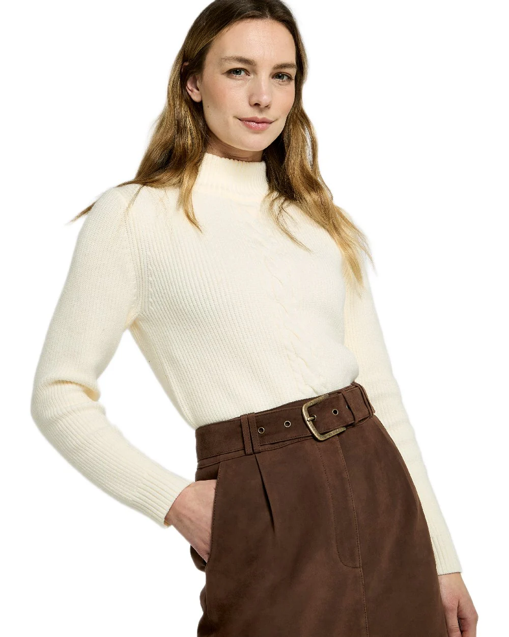 Dubarry Womens Sullivan Knee Length Belted Suede Skirt - Image 4