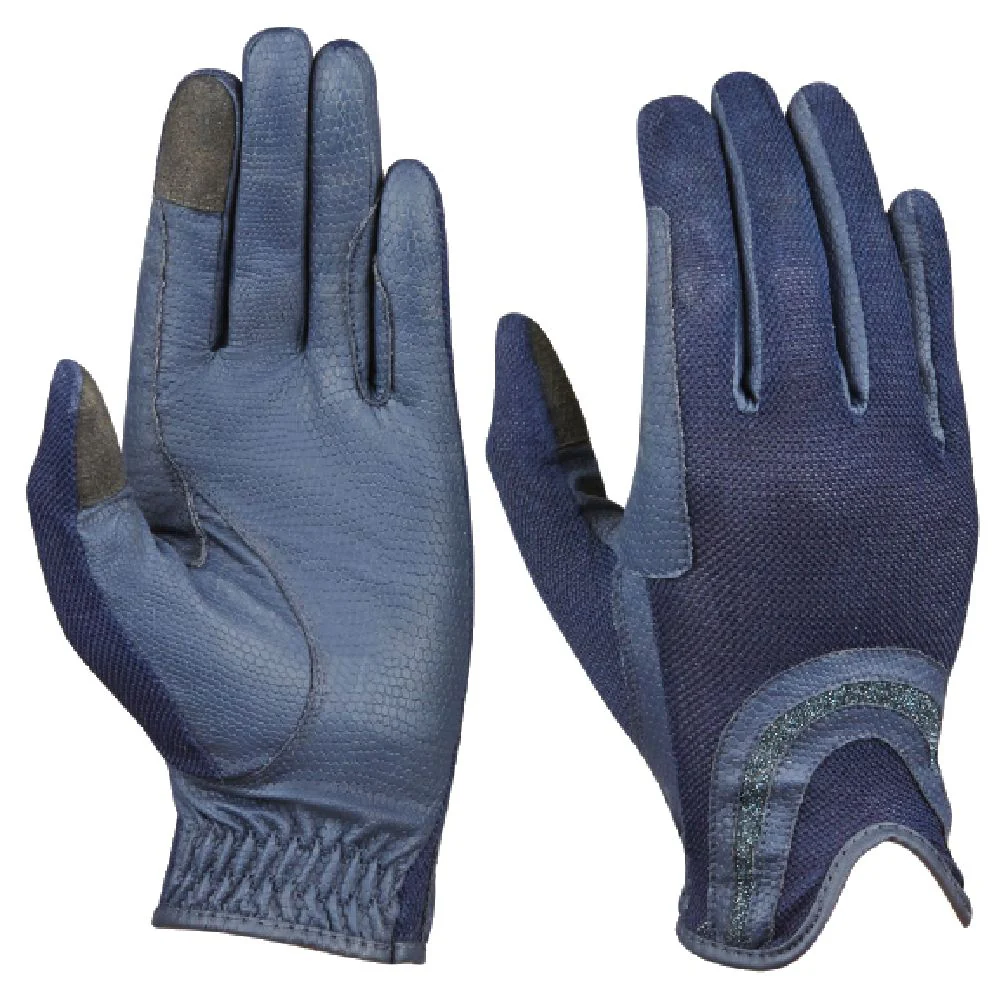 Dublin Pull On Glitter Mesh Back Riding Gloves - Image 2