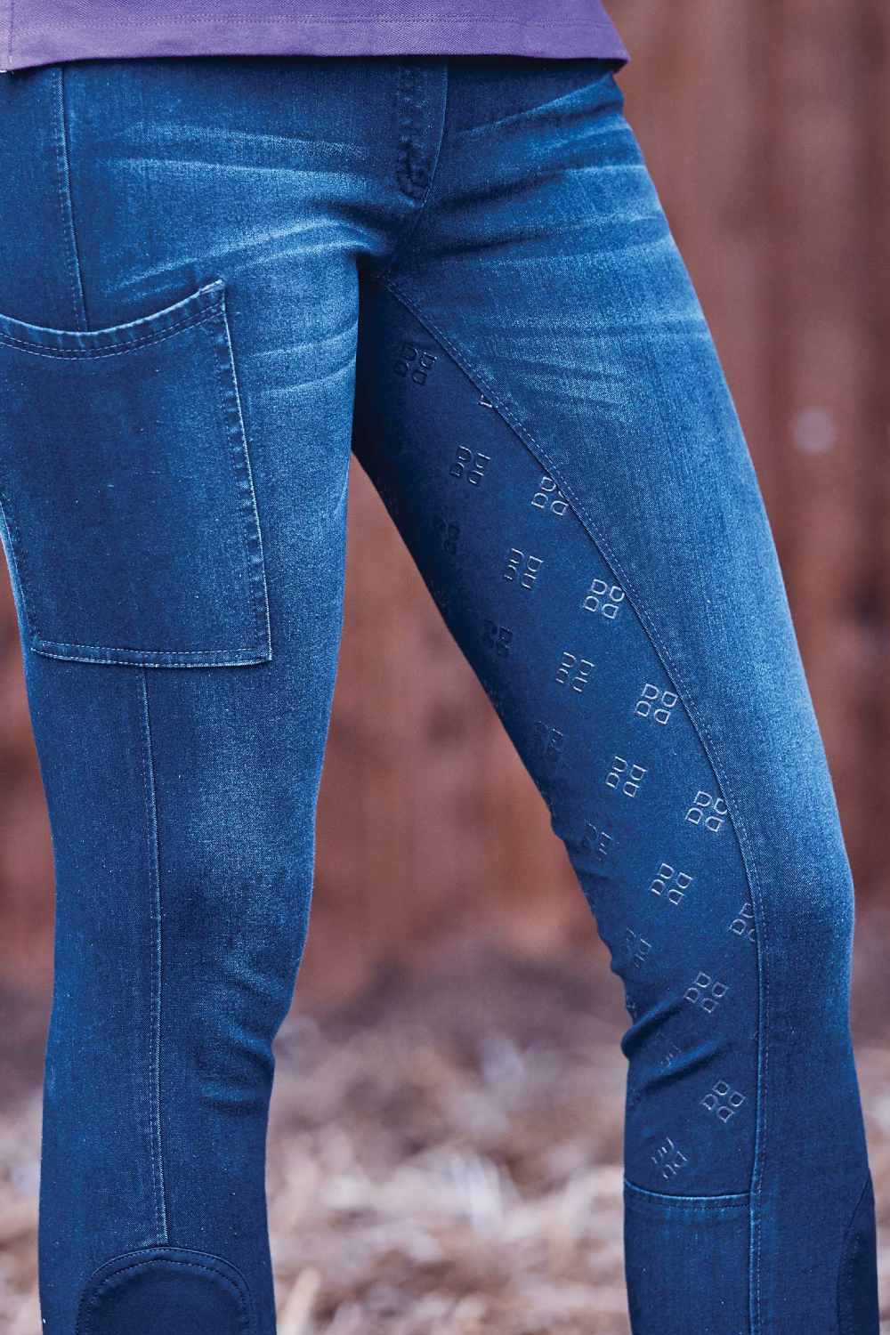 Dublin Shona Full Grip Silicone Print Denim Breeches - Image 2