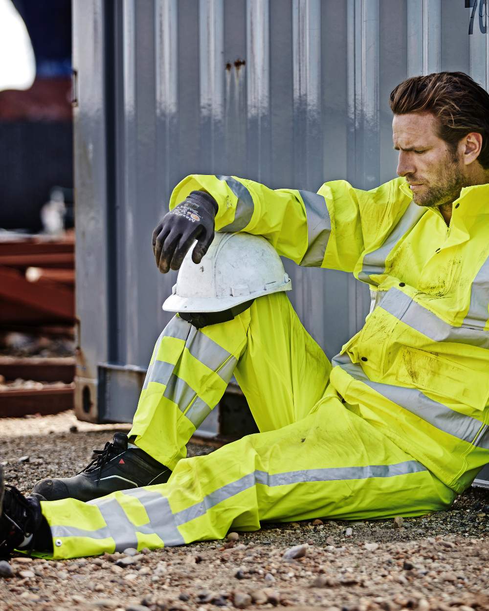 Elka Mens Dry Zone Hi-Vis Rain Trousers - Image 2