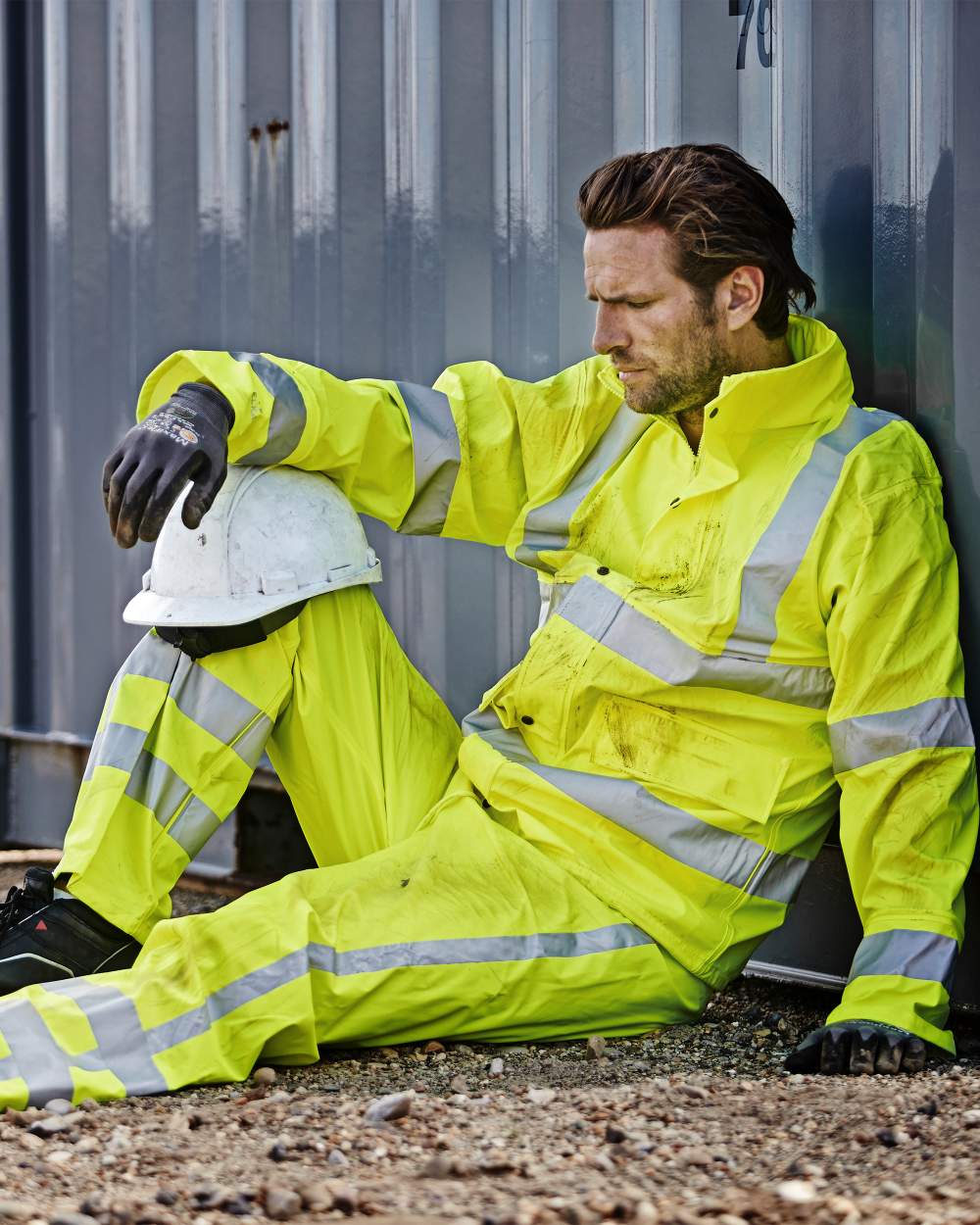 Elka Mens Dry Zone Visible Hi-Vis Rain Jacket - Image 2