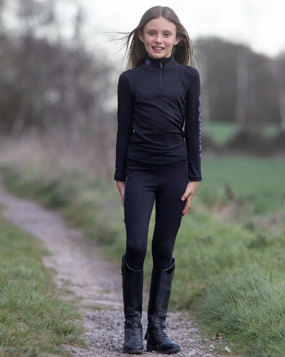 Equidry Childrens Water Repellent Knee Grip Leggings - Image 2