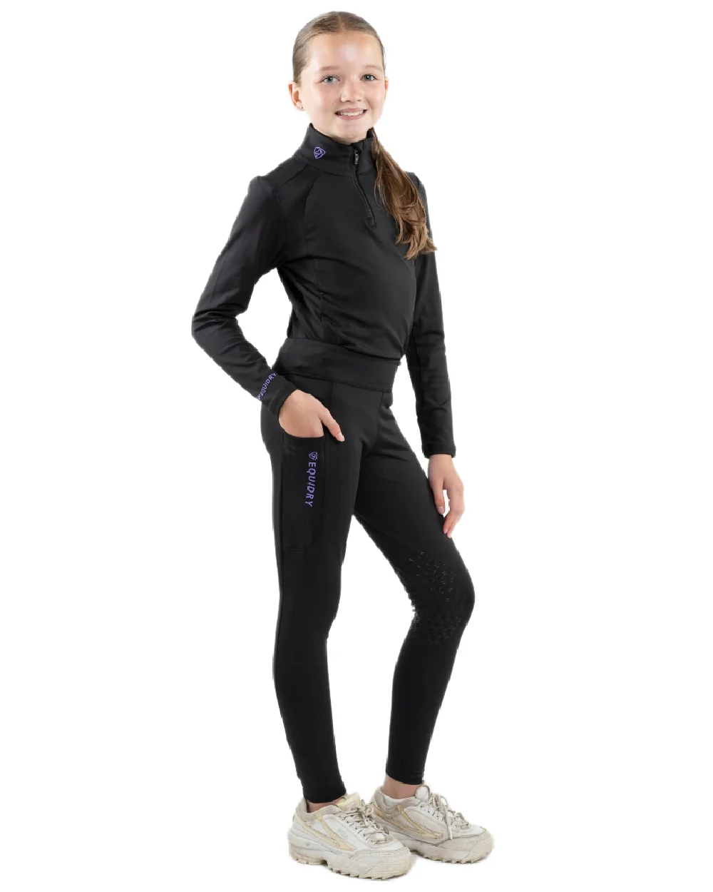 Equidry Childrens Water Repellent Knee Grip Leggings - Image 4