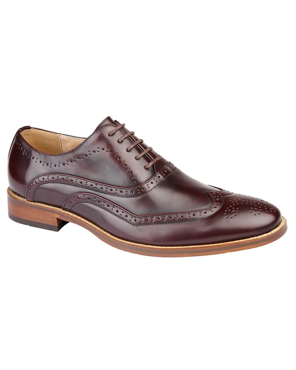Goor Mens 5 Eye Wing Capped Brogue Oxford Shoes - Image 4