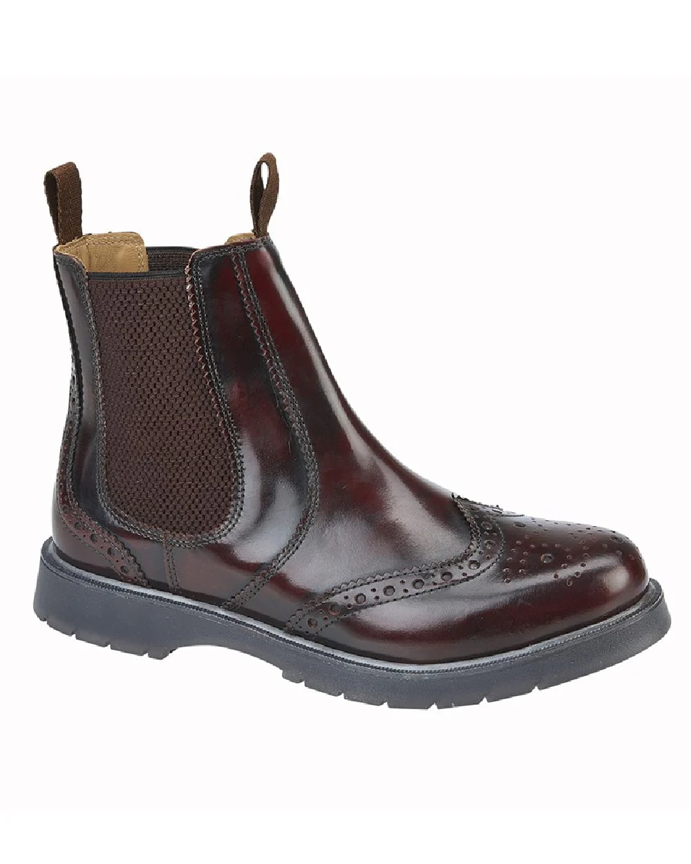 Grafters Mens Brogue Capped Twin Gusset Chelsea Boots - Image 3
