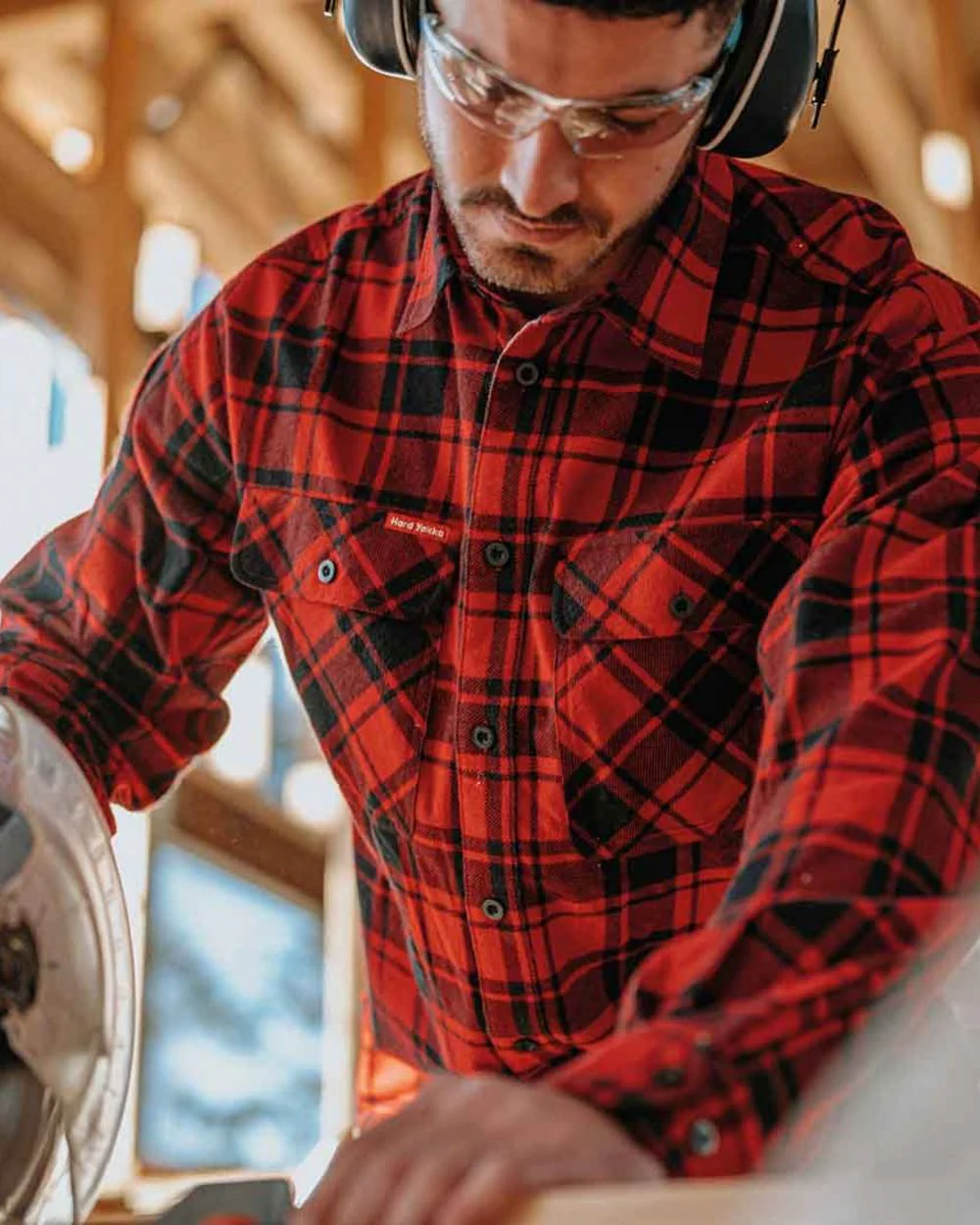 Hard Yakka Mens Lightweight Check Flannel Shirt - Image 5