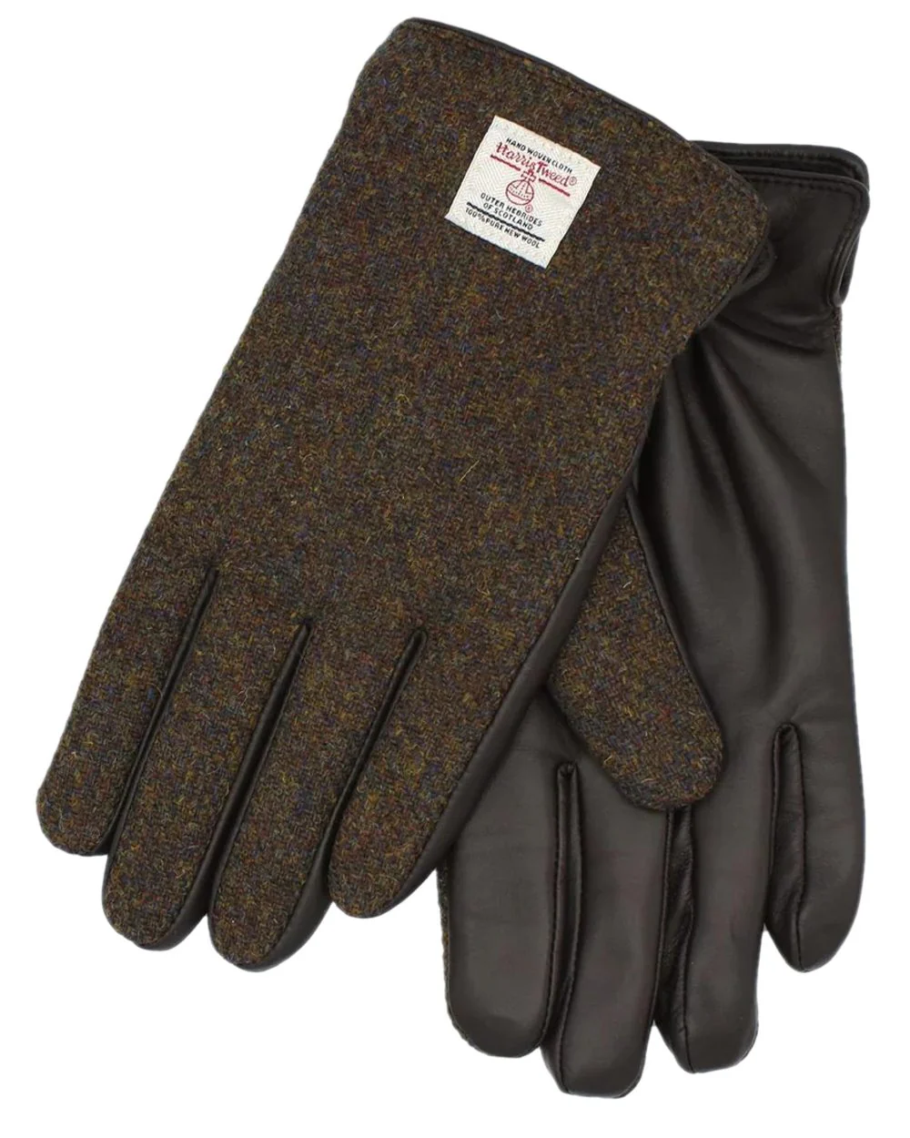 Heather Mens Grant Harris Tweed And Leather Gloves - Image 2